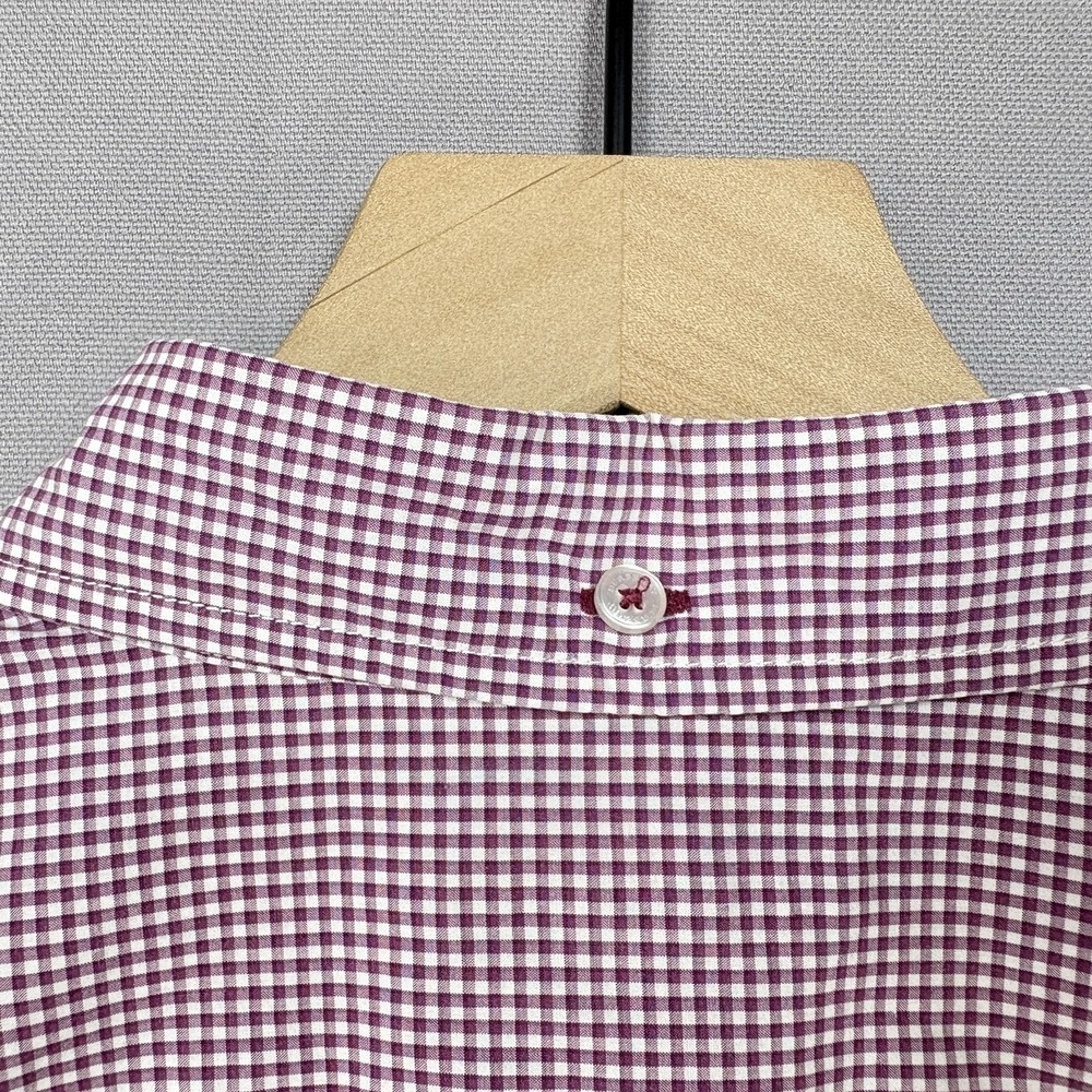 Burberry Brit Button Down Shirt Mens XL Burgundy Gingham Embroidered Logo Pocket - Picture 8 of 16